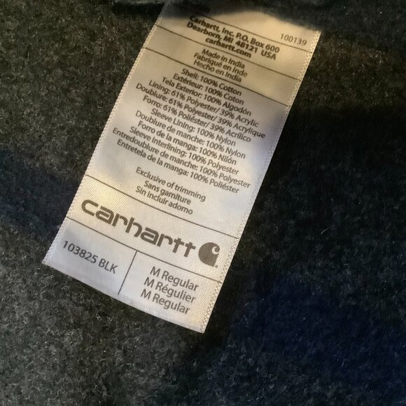 Carhartt Duck Chore Blanket Lined Jacket Coat Black Size Medium - Picture 9 of 13